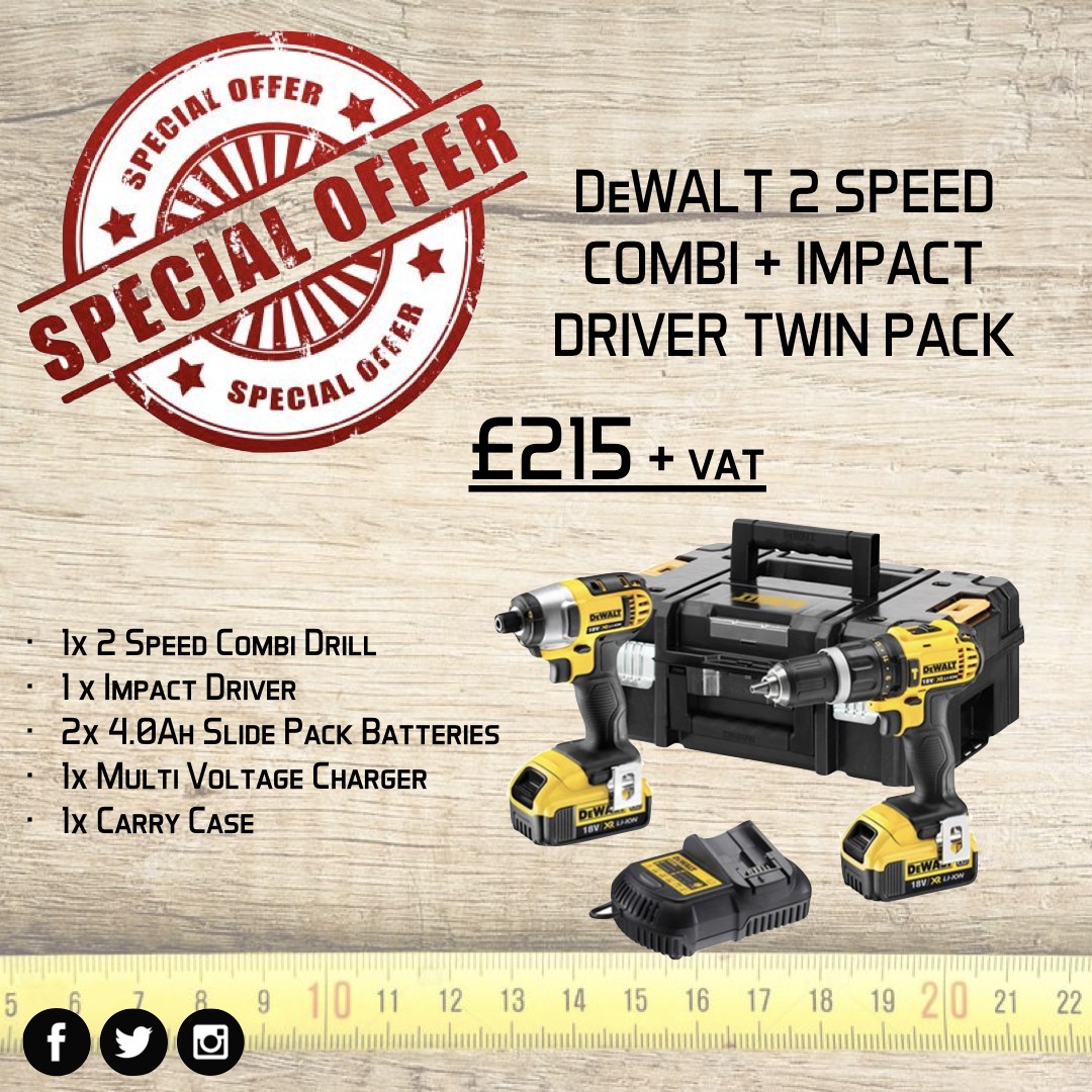 DeWalt 2 Speed Combi and Impact Driver Twin Pack